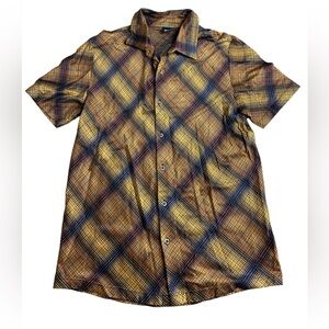 Vintage BOSS Hugo Boss Mercerized Cotton Plaid Button Down Shirt - Size L